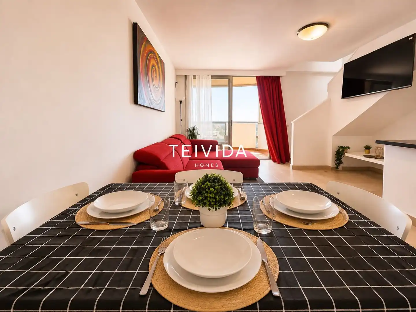 Schlafzimmer von Dachboden zur Miete in Arona mit Terrasse, Schwimmbad und Möbliert