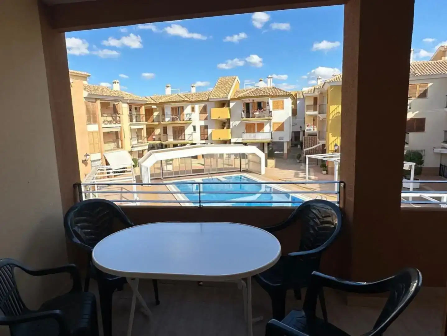 Terrace of Flat for rent in Mazarrón  with Air Conditioner, Swimming Pool and Furnished