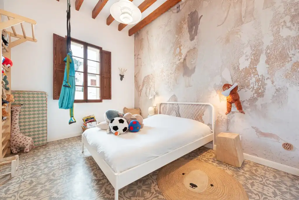 Schlafzimmer von Country house zur Miete in Pollença mit Klimaanlage, Heizung und Privatgarten
