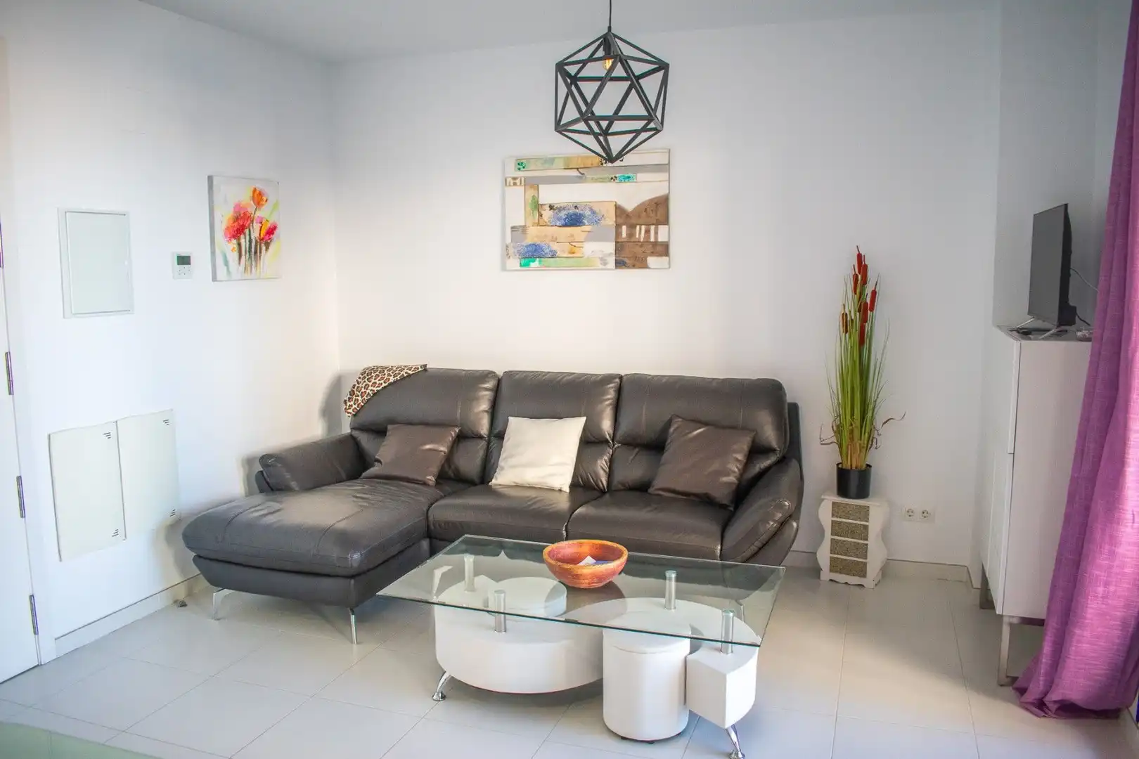 Sala d'estar de Apartament en venda en Calpe / Calp amb Terrassa, Moblat i Piscina comunitària