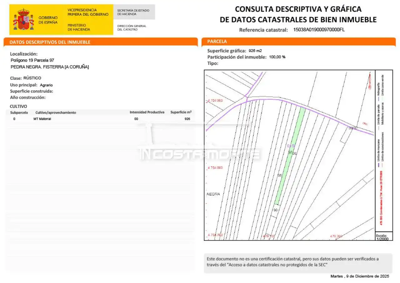Land for sale in Fisterra