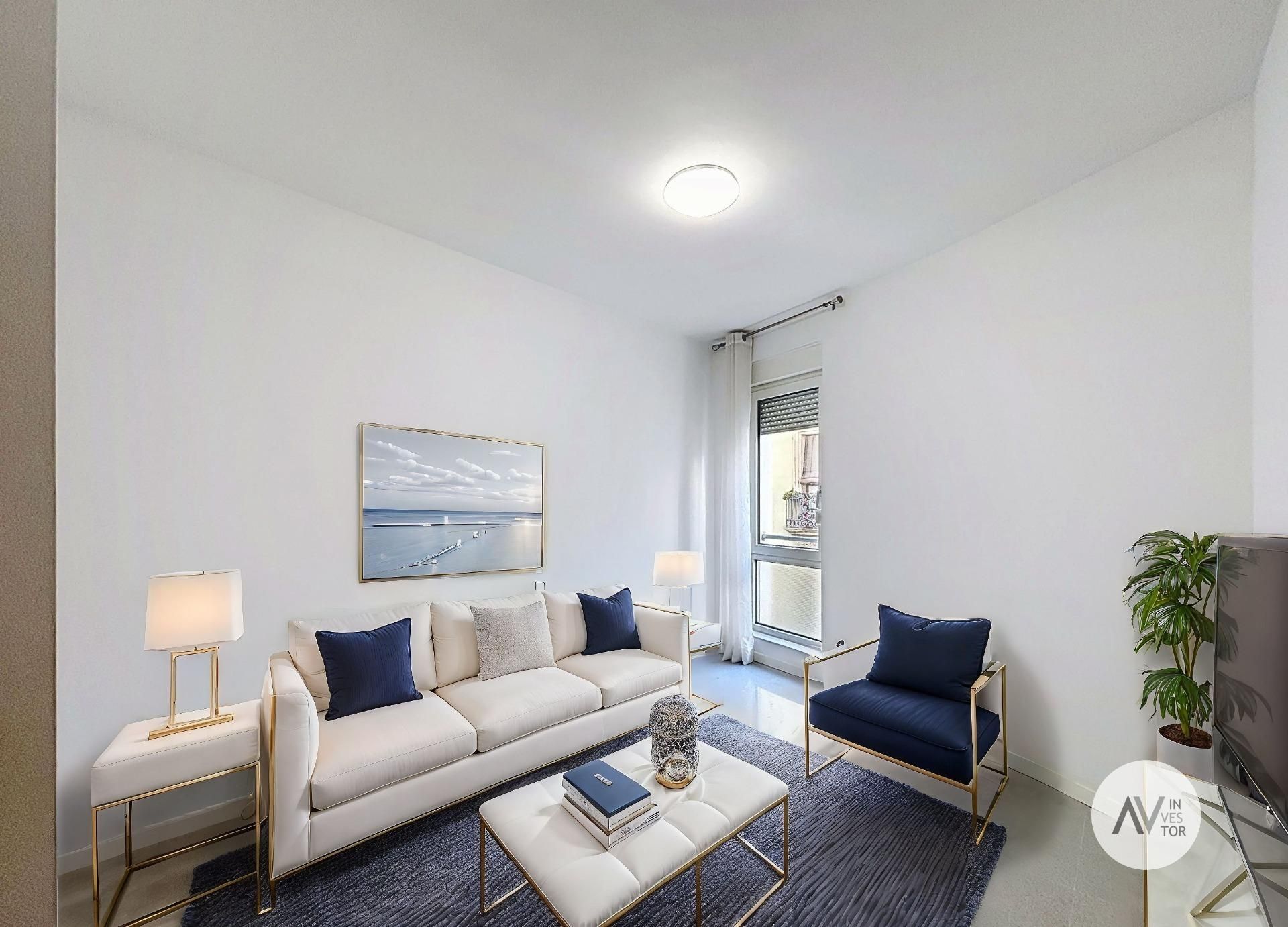 Sala d'estar de Apartament en venda en  Barcelona Capital amb Aire condicionat i Terrassa