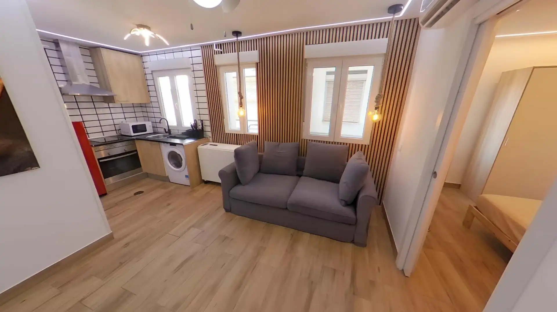 Sala de estar de Piso de alquiler en  Madrid Capital con Aire acondicionado, Calefacción y Amueblado