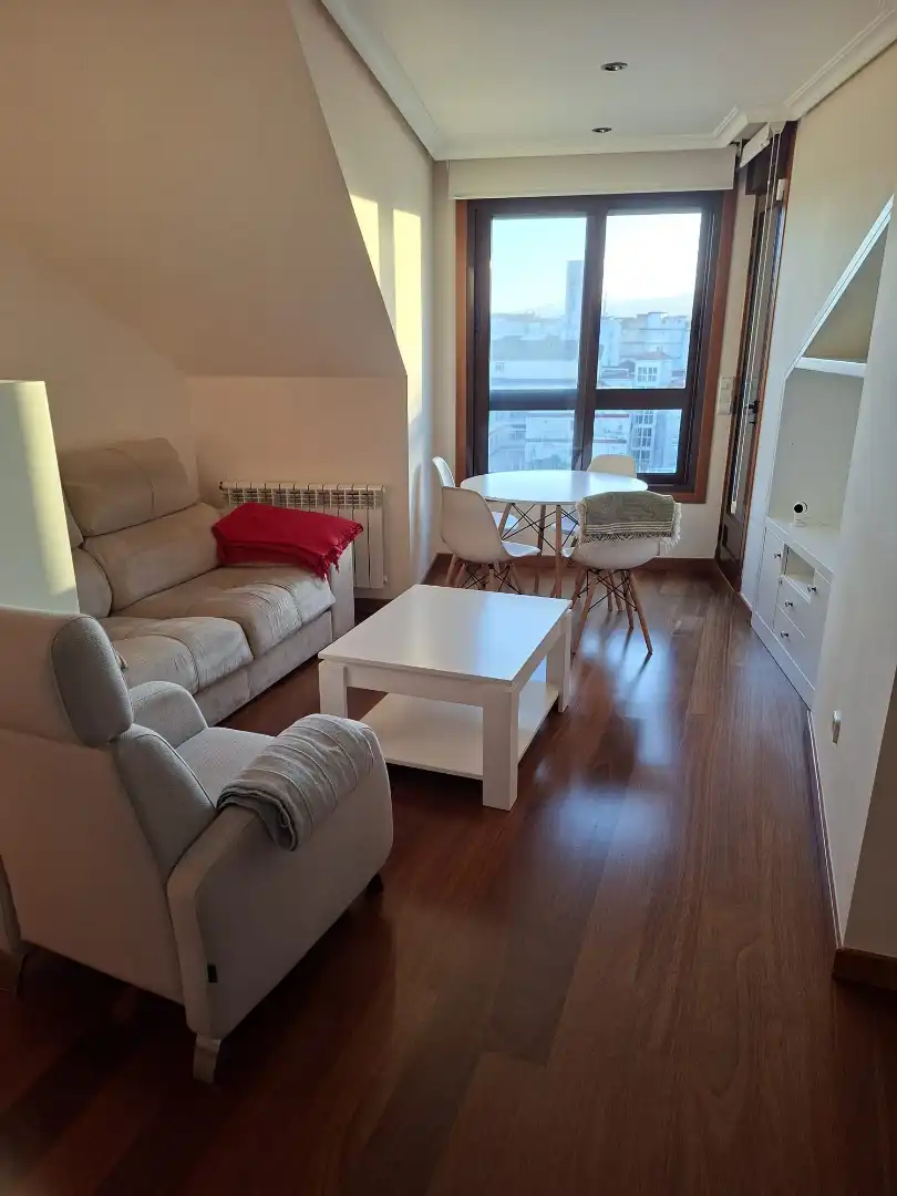 Living room of Attic for rent in Pontevedra Capital   with Heating, Parquet flooring and Terrace