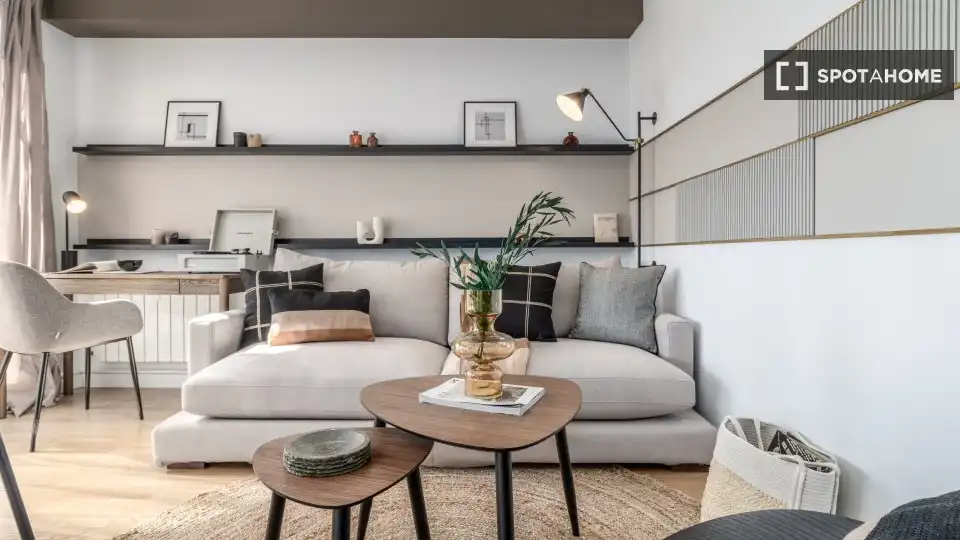 Living room of Flat for rent in Madrid  with Air Conditioner, Heating and Furnished