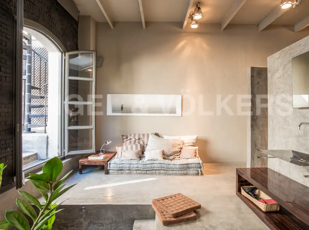 Wohnzimmer von Loft zur Miete in Barcelona mit Klimaanlage, Heizung und Parkett