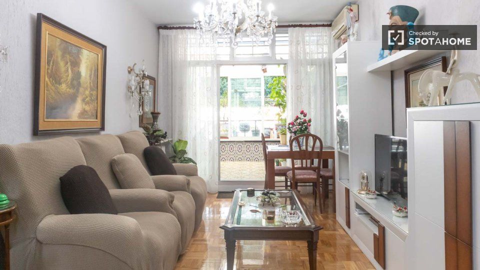 Living room of Flat to rent in  Madrid Capital  with Air Conditioner, Heating and Furnished