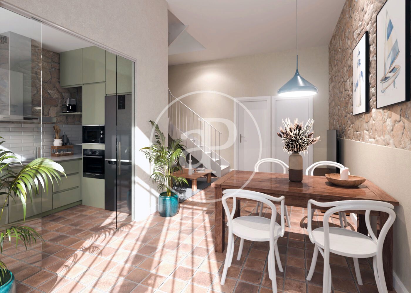 Kitchen of Single-family semi-detached for sale in Badalona  with Air Conditioner, Heating and Terrace