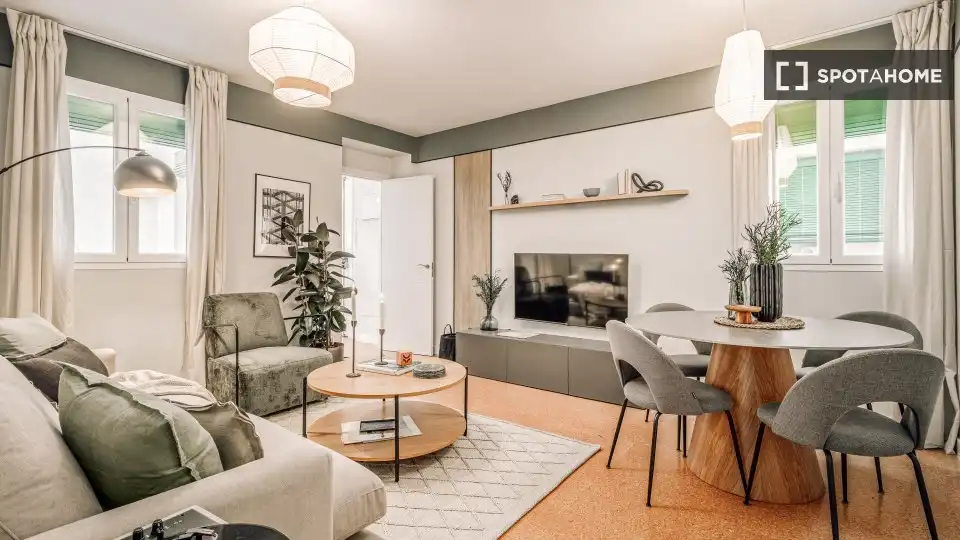 Living room of Apartments for share in Madrid  with Air Conditioner, Terrace and Furnished