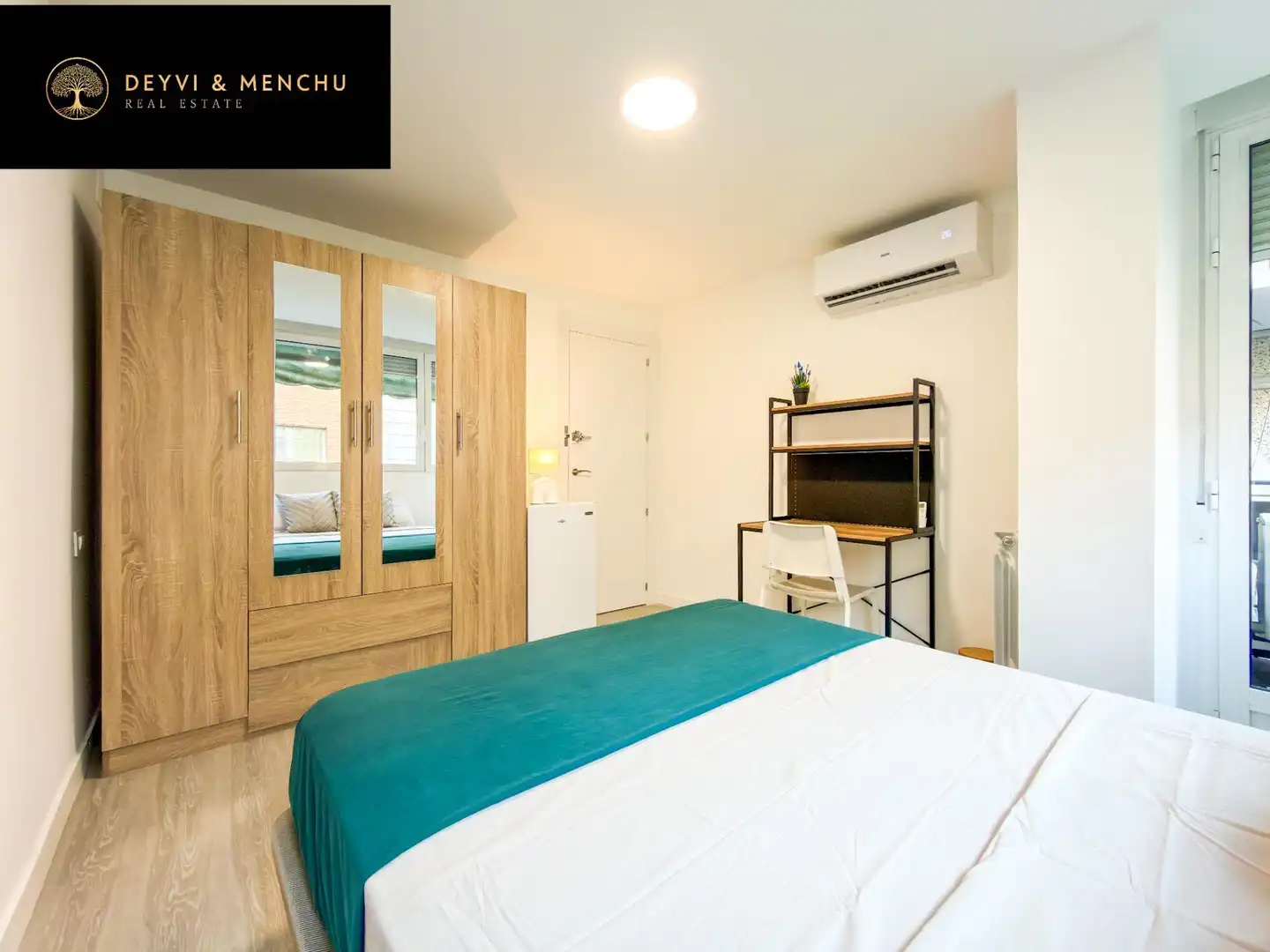Schlafzimmer von Wohnung zur untervermieten in Madrid mit Klimaanlage, Heizung und Möbliert