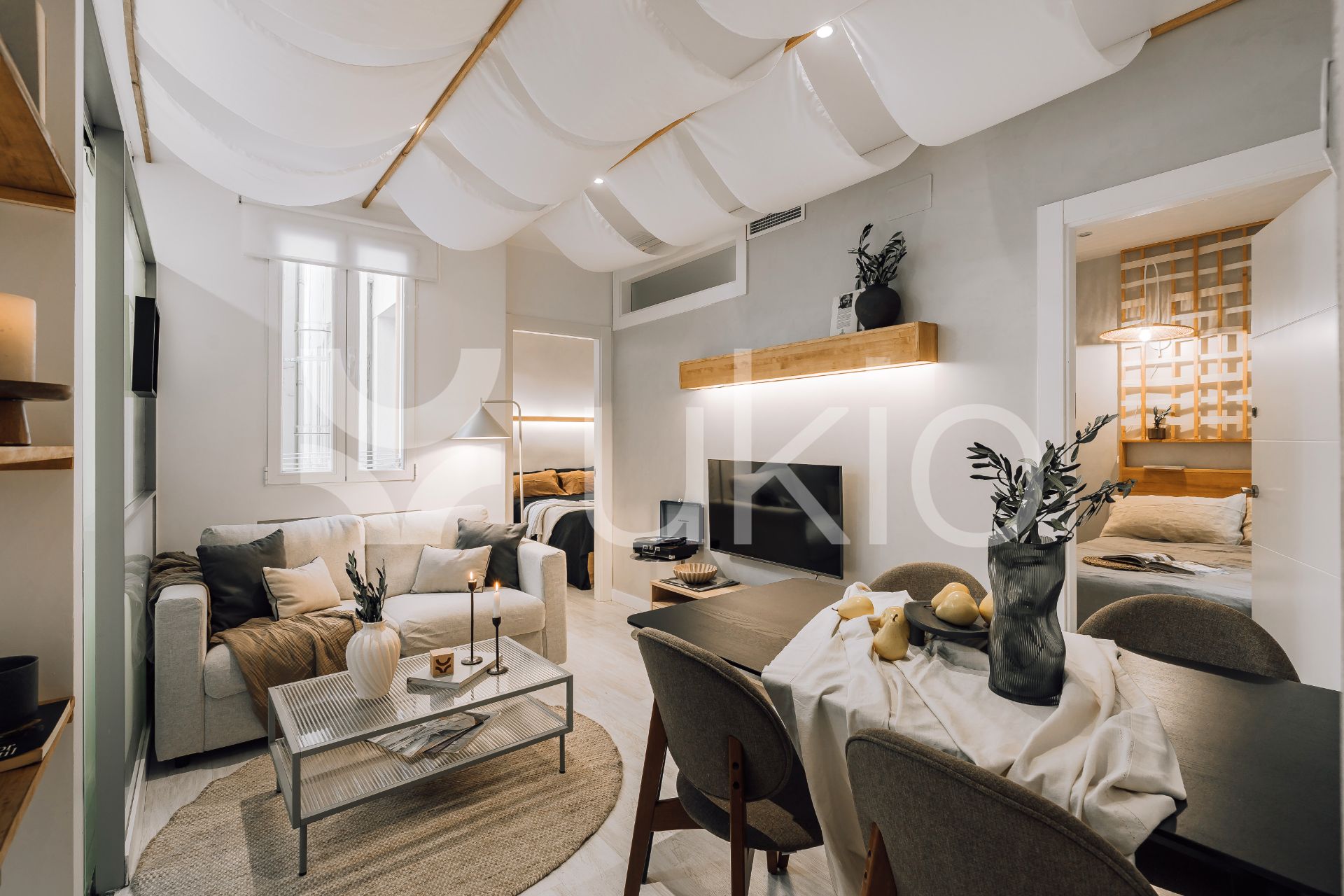 Living room of Apartment to rent in  Madrid Capital  with Air Conditioner, Heating and Furnished