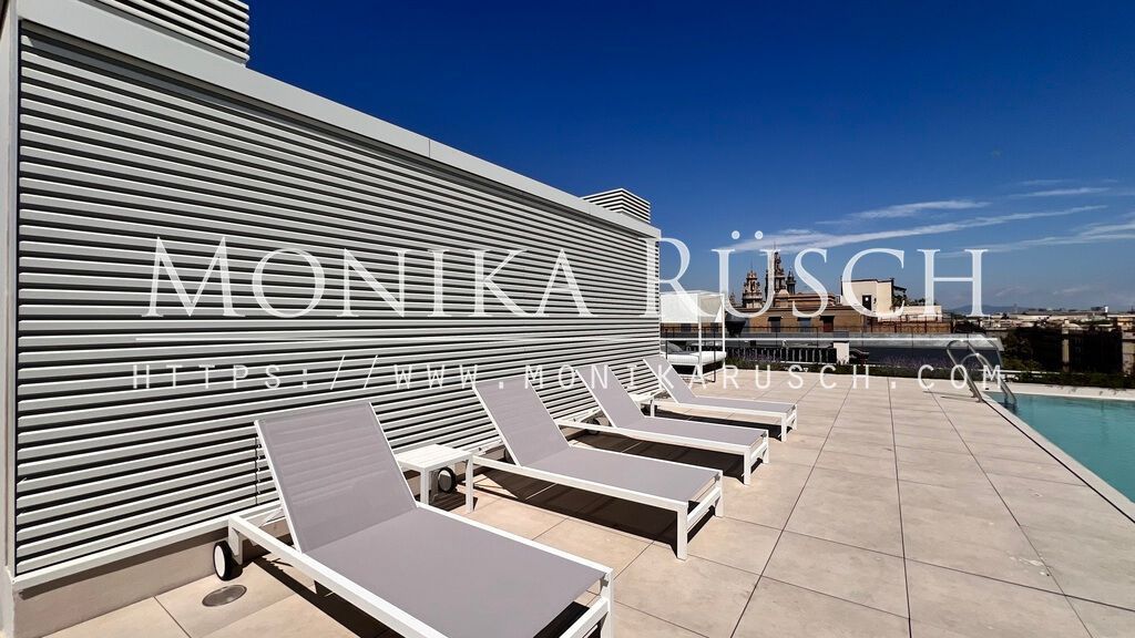 Terrace of Flat to rent in  Barcelona Capital  with Air Conditioner, Heating and Swimming Pool