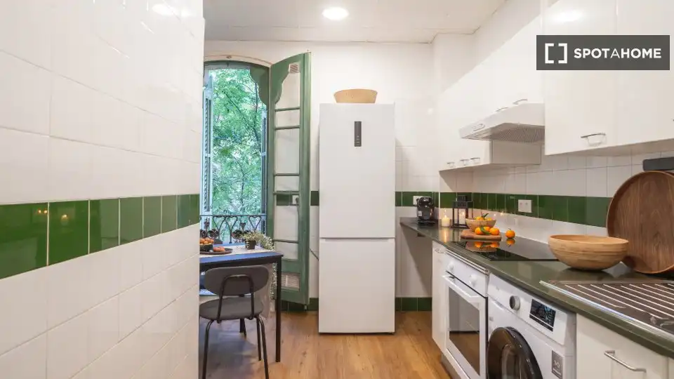 Cocina de Piso de alquiler en Barcelona con Aire acondicionado, Calefacción y Amueblado
