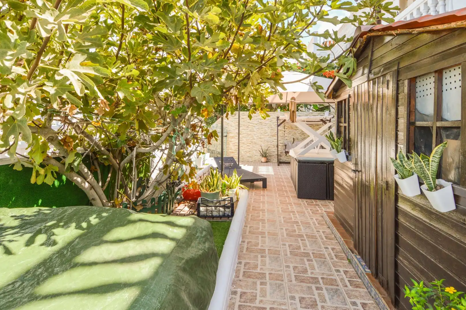 Terrasse von Maisonette zum Verkauf in Mogán mit Klimaanlage, Privatgarten und Terrasse