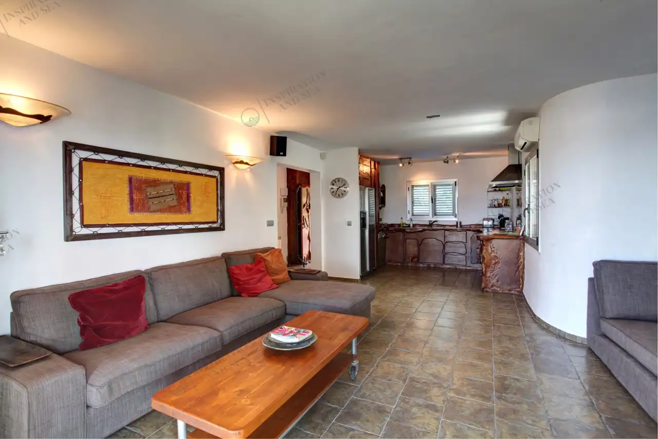 Sala d'estar de Casa o xalet de lloguer en Santa Eulària des Riu amb Aire condicionat, Jardí privat i Terrassa