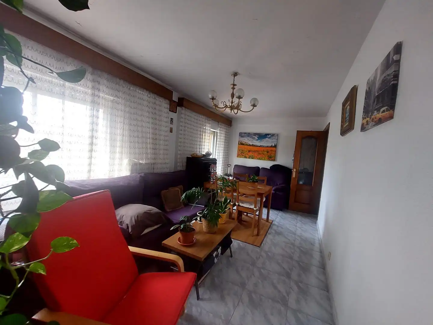 Living room of Flat for sale in  Madrid Capital  with Heating, Terrace and Furnished