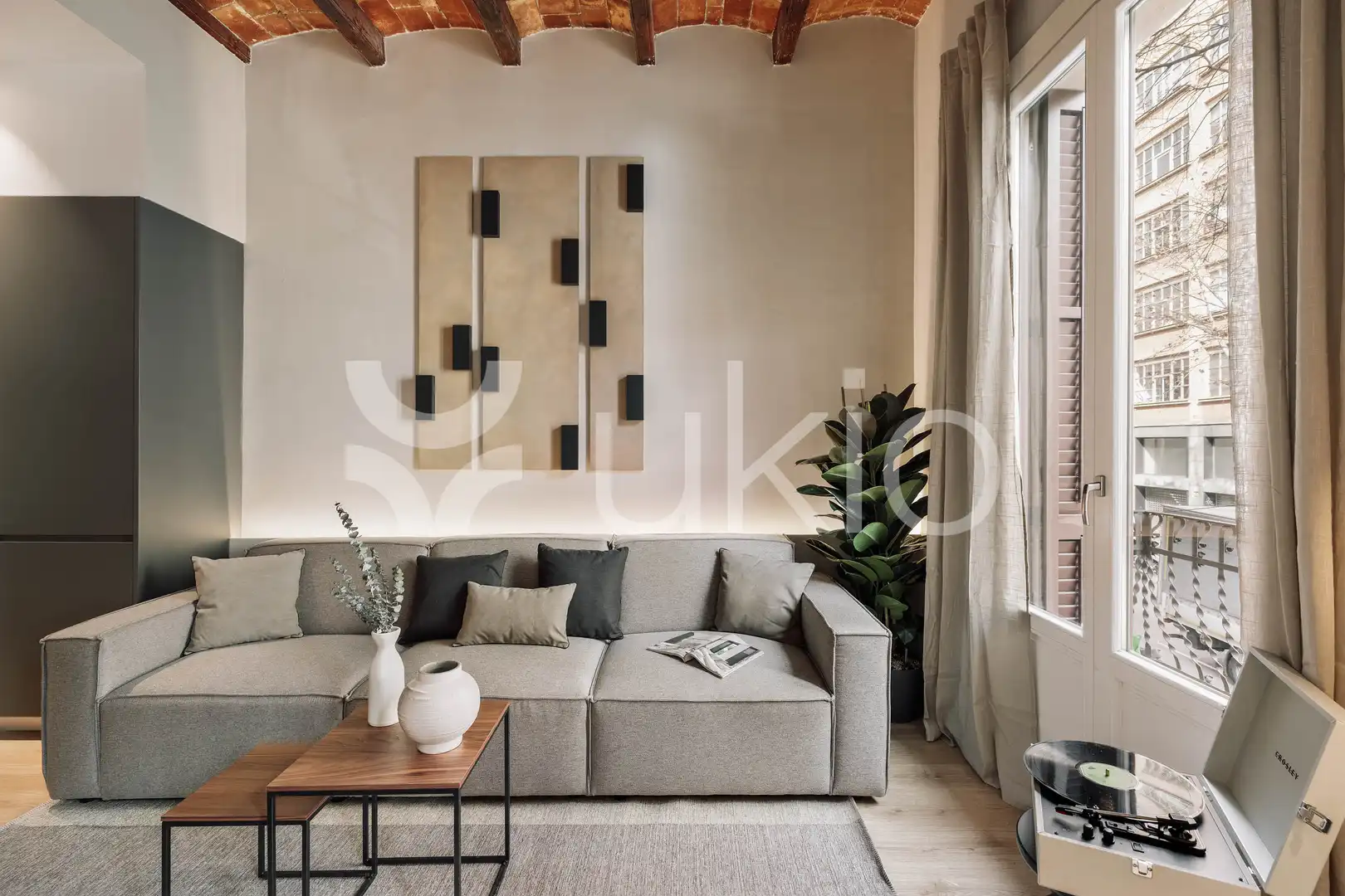 Sala de estar de Apartamento de alquiler en Barcelona con Aire acondicionado, Calefacción y Terraza