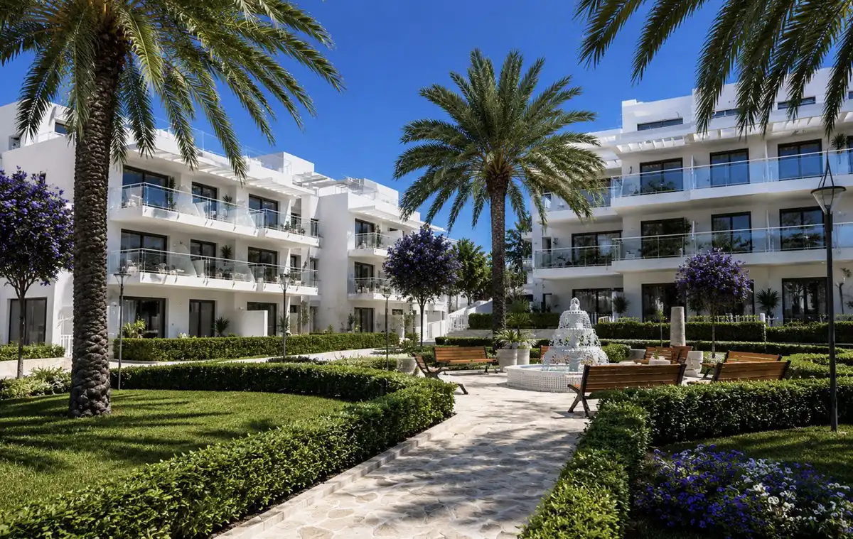 Vista exterior de Planta baixa en venda en Mijas amb Aire condicionat, Terrassa i Piscina comunitària