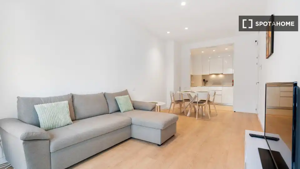 Sala de estar de Apartamento para compartir en Barcelona con Aire acondicionado, Terraza y Amueblado