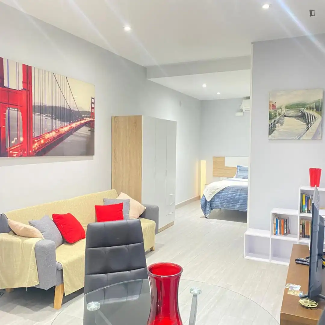 Sala d'estar de Apartament de lloguer en Madrid amb Aire condicionat, Moblat i Forn