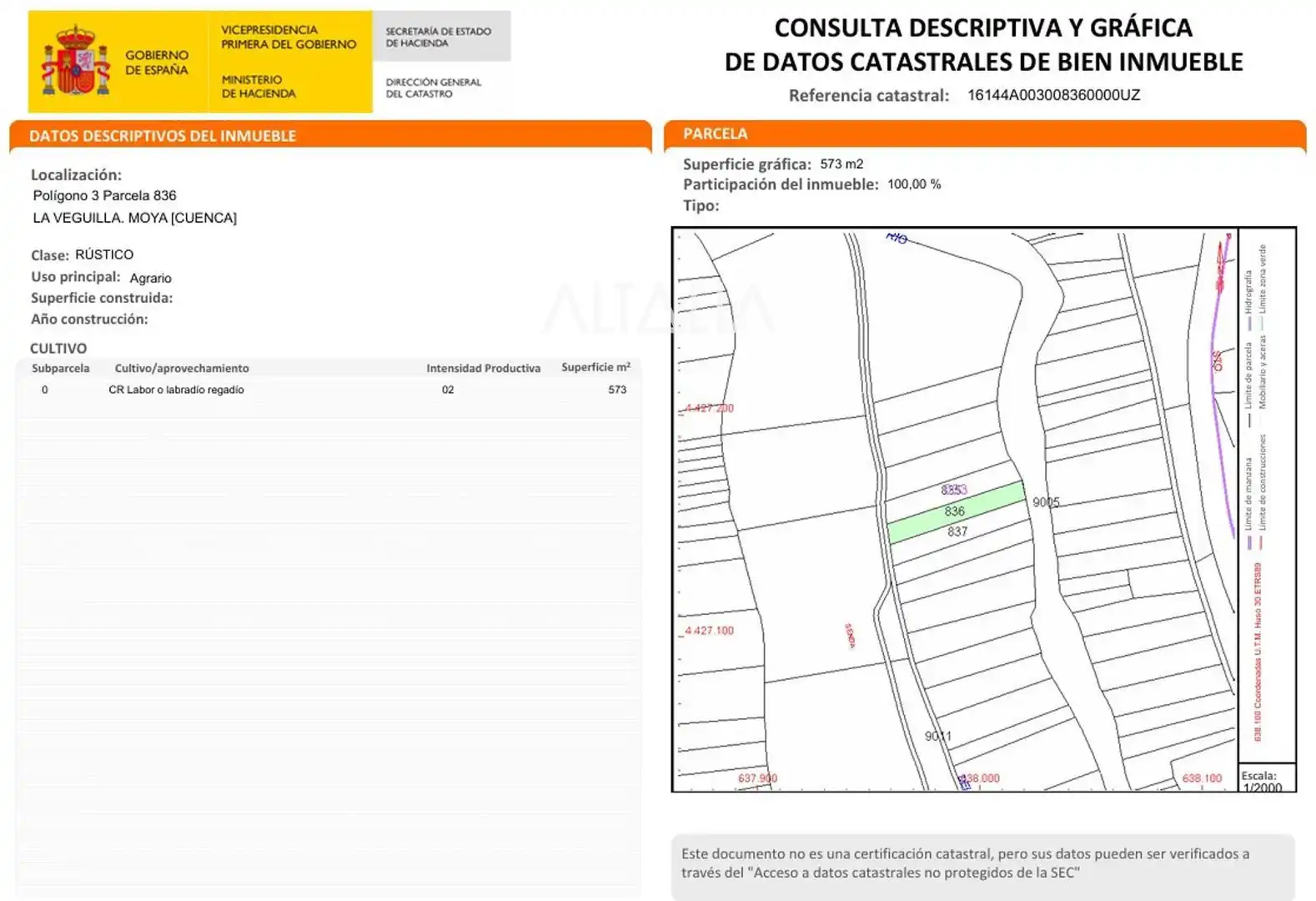 Terreno en venta en Moya (Cuenca)