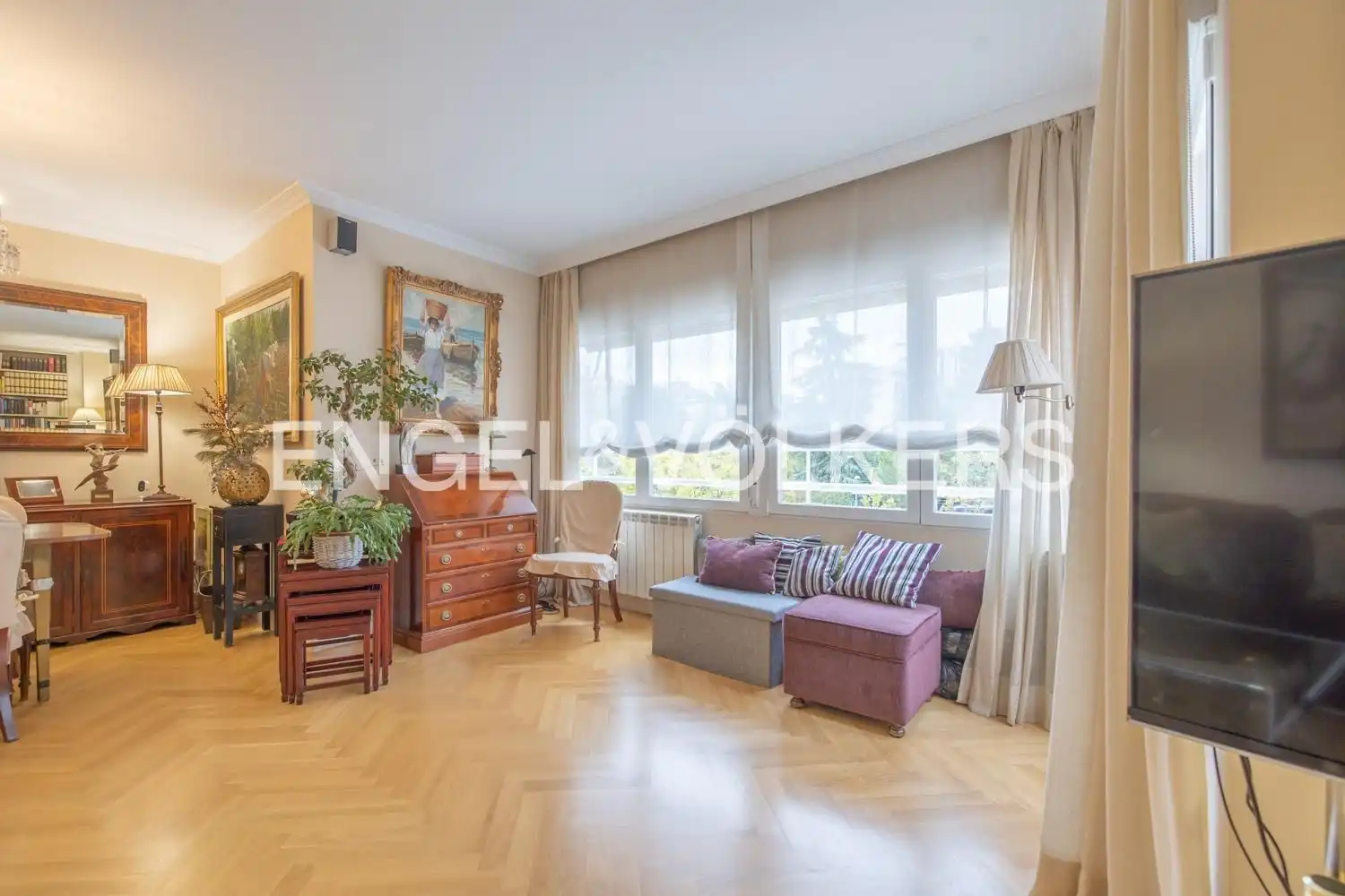 Sala de estar de Piso en venta en  Madrid Capital con Aire acondicionado, Calefacción y Parquet