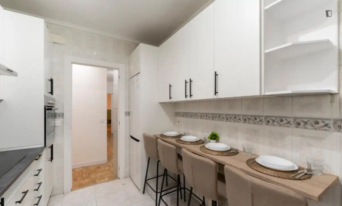 Küche von Wohnungen zur untervermieten in Madrid mit Möbliert, Ofen und Waschmaschine