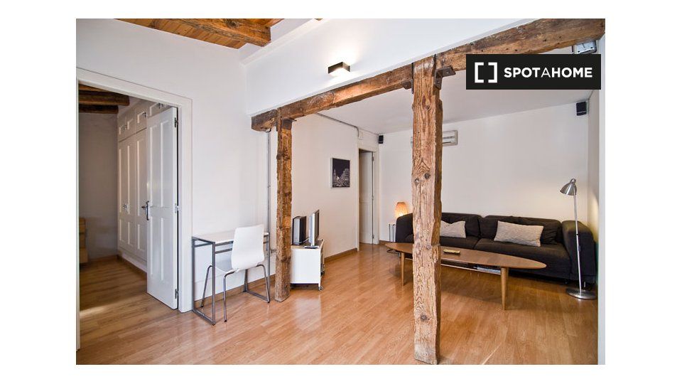 Living room of Flat to rent in  Madrid Capital  with Air Conditioner, Heating and Furnished