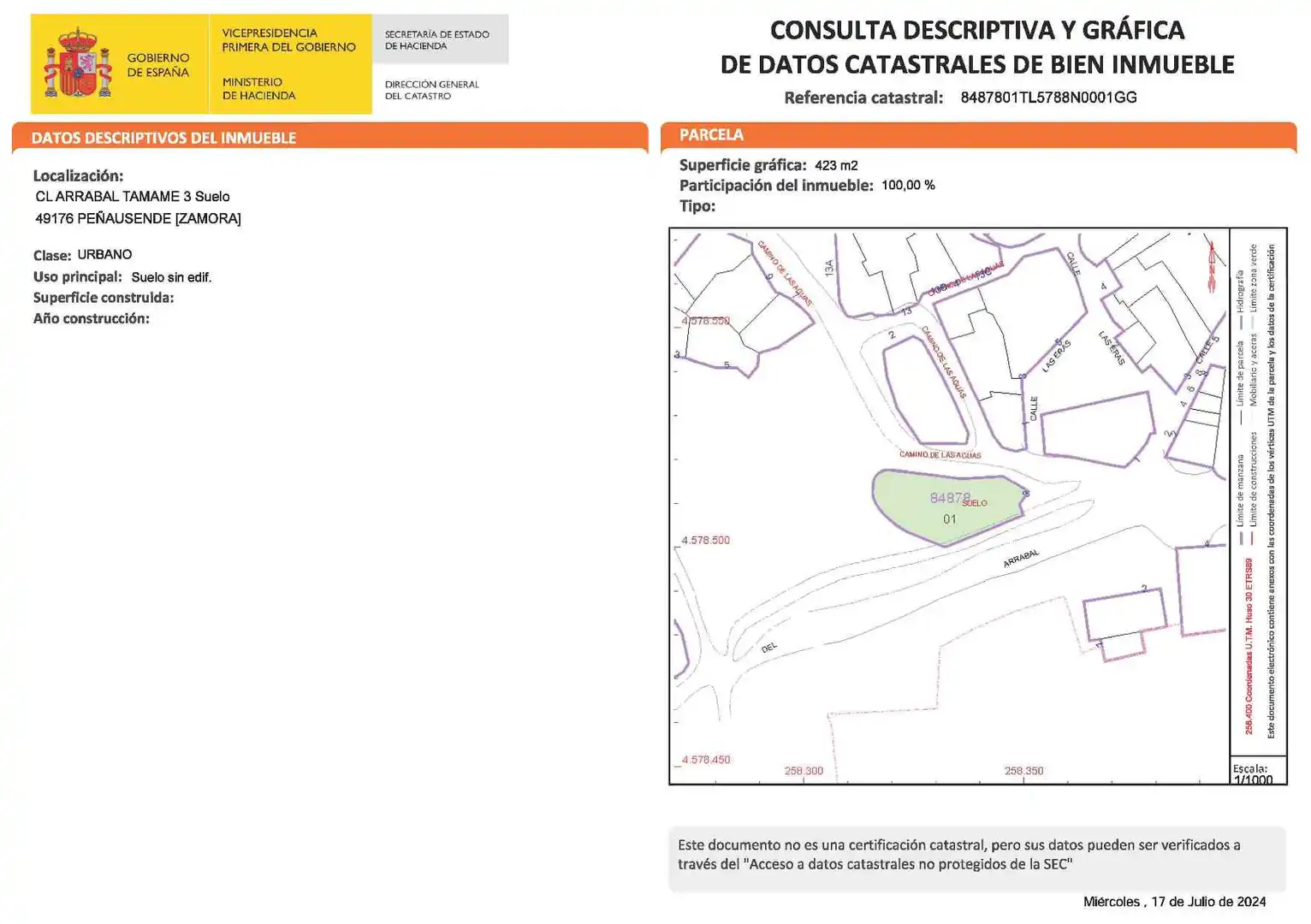 Finca rústica en venta en Peñausende con Jardín privado