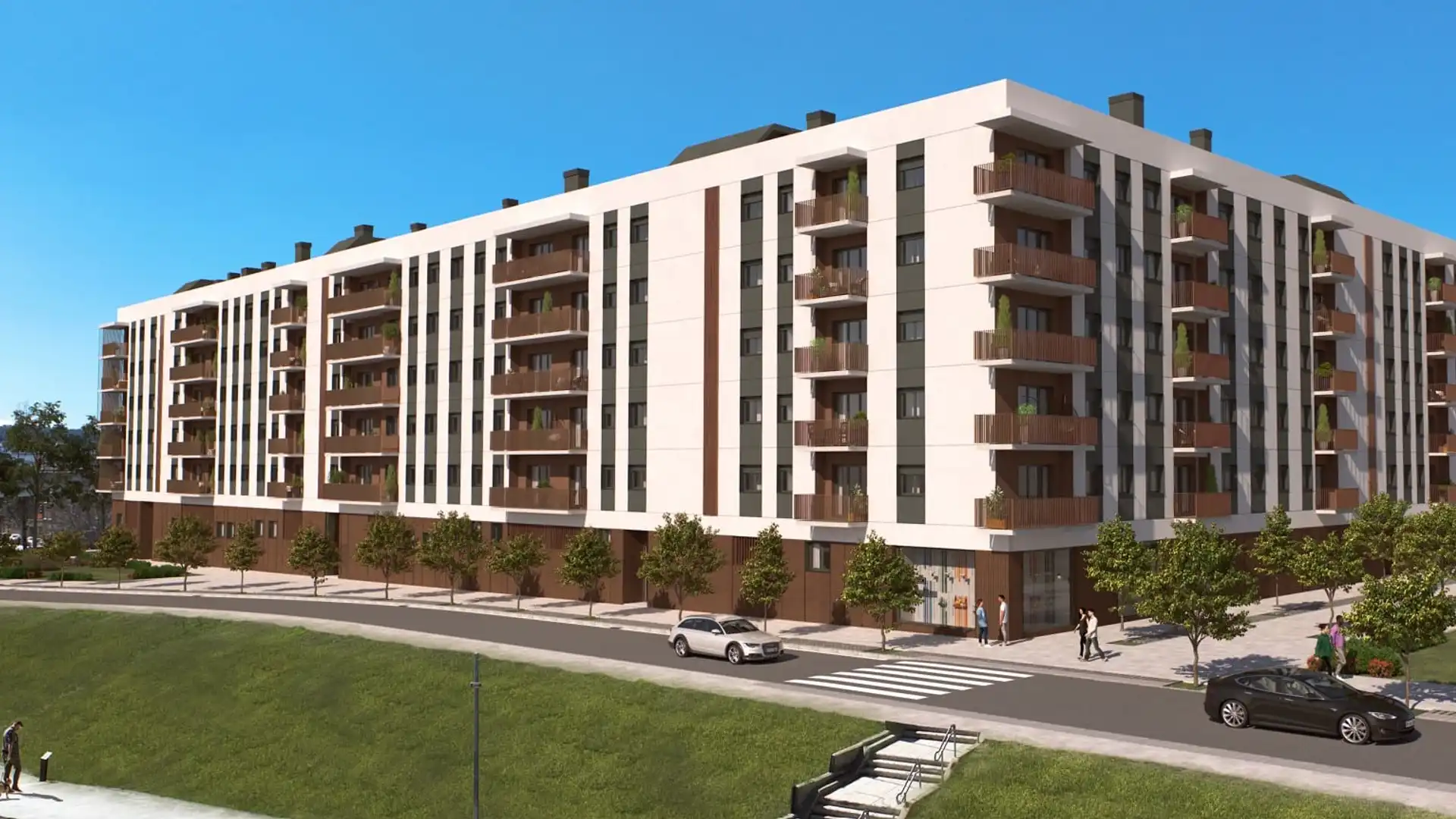 Außenansicht von Wohnung zum Verkauf in Terrassa mit Klimaanlage, Heizung und Privatgarten