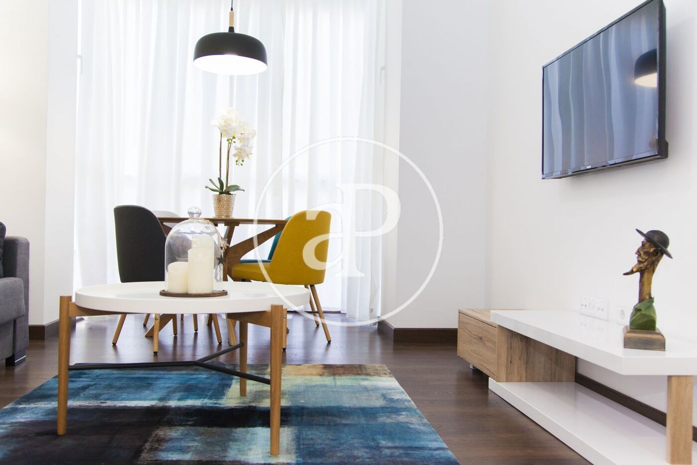 Sala de estar de Piso de alquiler en  Valencia Capital con Aire acondicionado, Calefacción y Amueblado