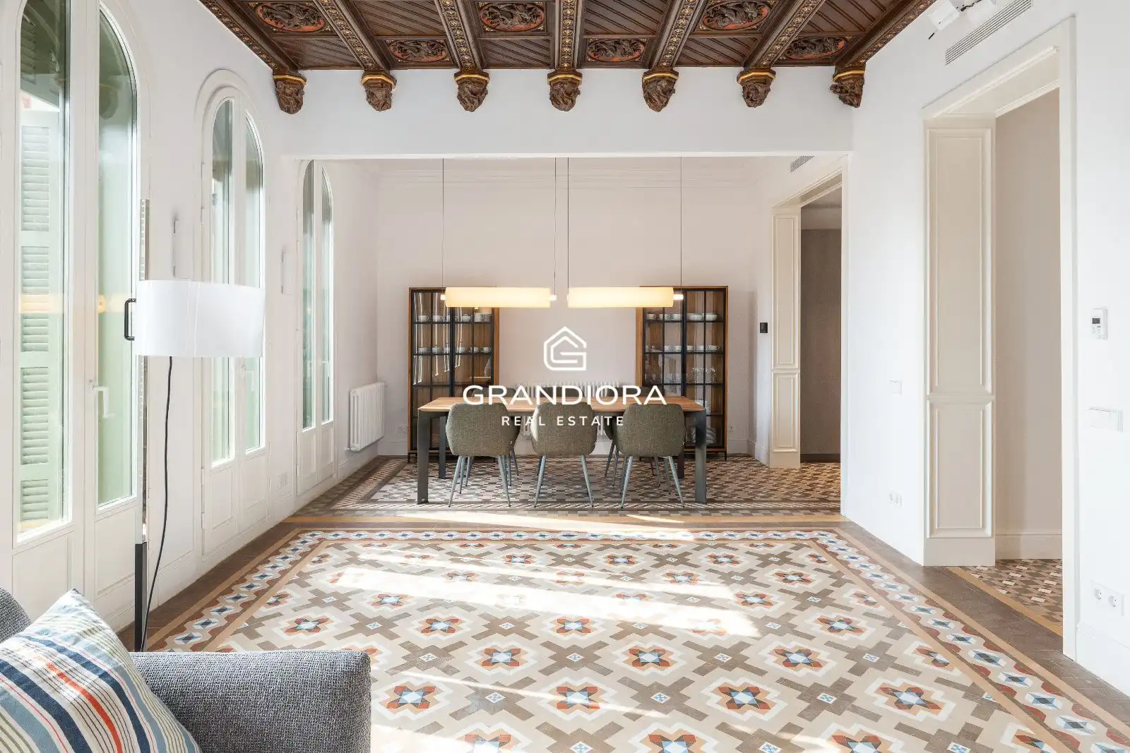 Sala d'estar de Pis de lloguer en Barcelona amb Aire condicionat, Terrassa i Moblat