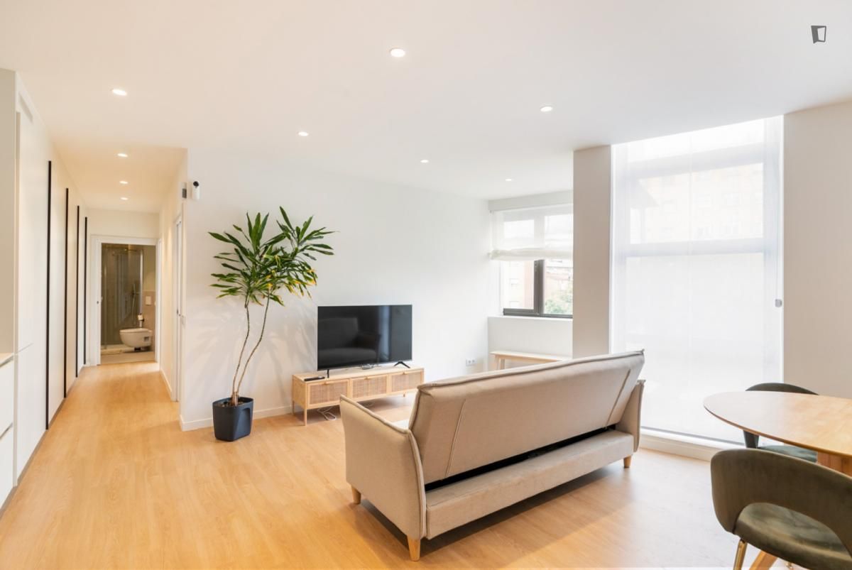 Sala de estar de Apartamento de alquiler en  Barcelona Capital con Aire acondicionado, Calefacción y Amueblado