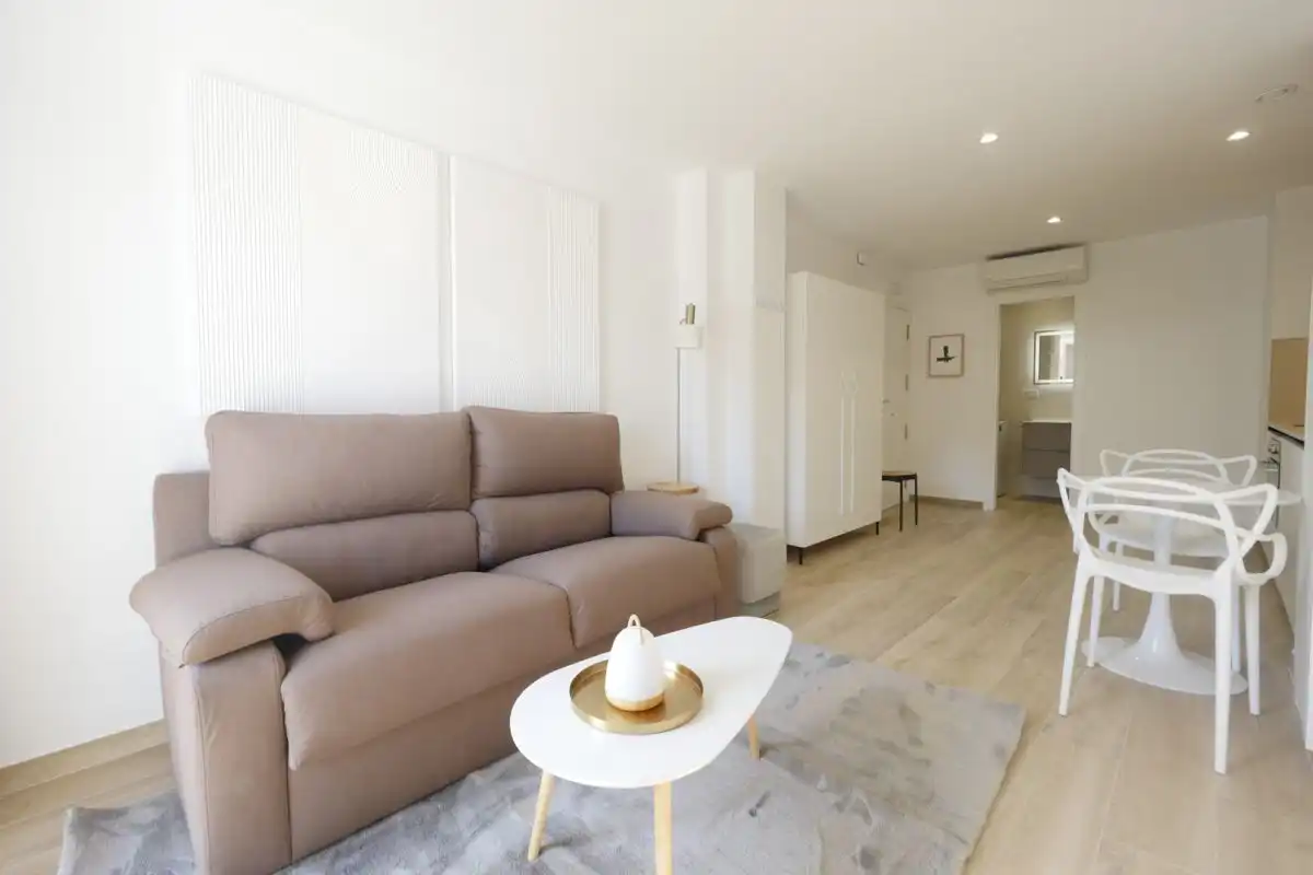 Sala d'estar de Estudi de lloguer en Sant Joan d'Alacant amb Aire condicionat, Terrassa i Balcó