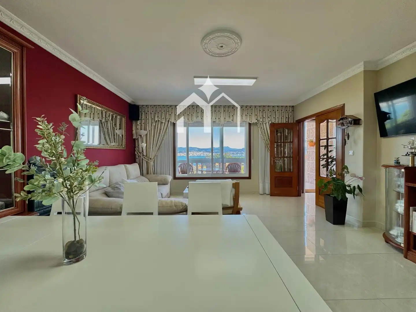 Living room of Houses for sale in Moaña  with Heating, Parquet flooring and Terrace