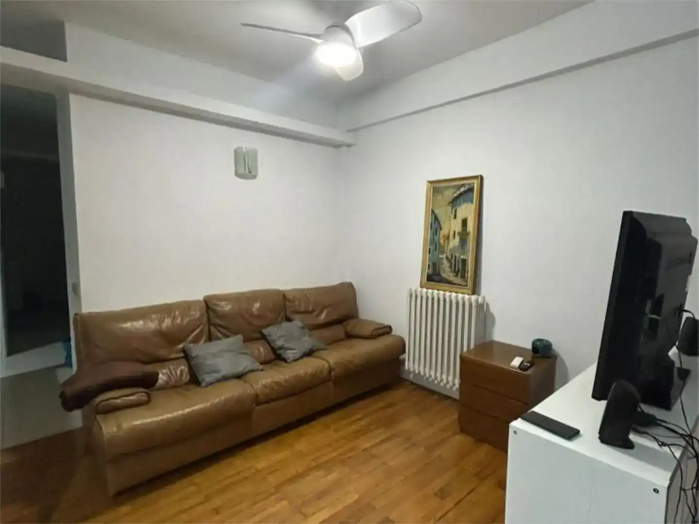 Sala d'estar de Apartament per a compartir en Barcelona amb Parquet, Moblat i Balcó
