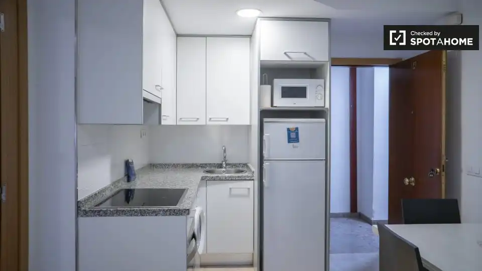Cuina de Pis de lloguer en Valencia amb Aire condicionat, Calefacció i Moblat