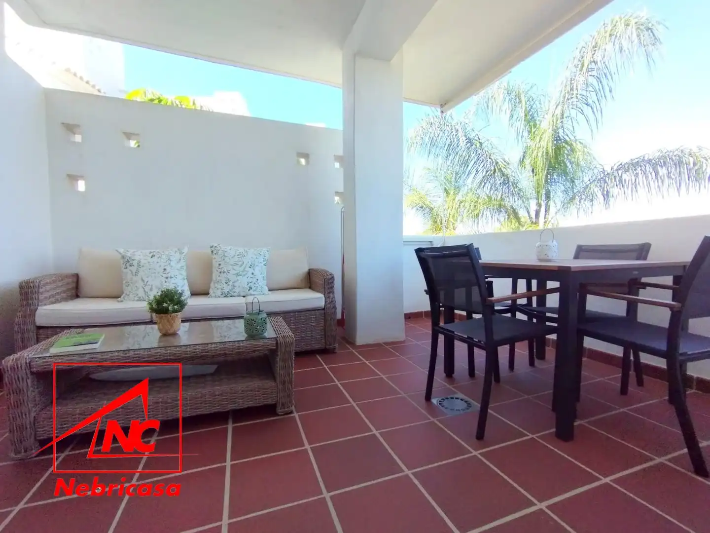 Terrasse von Wohnung zur Miete in Chipiona mit Klimaanlage, Terrasse und Schwimmbad