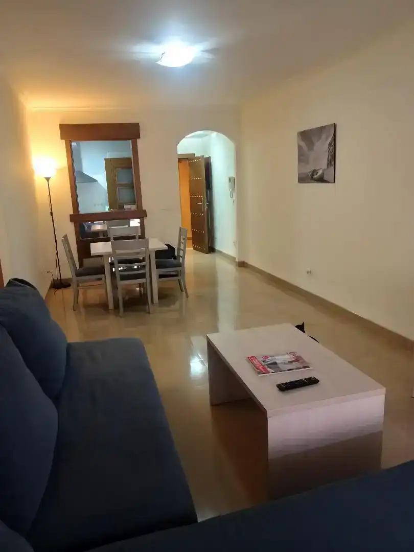 Sala d'estar de Apartament de lloguer en El Ejido amb Aire condicionat, Jardí privat i Parquet