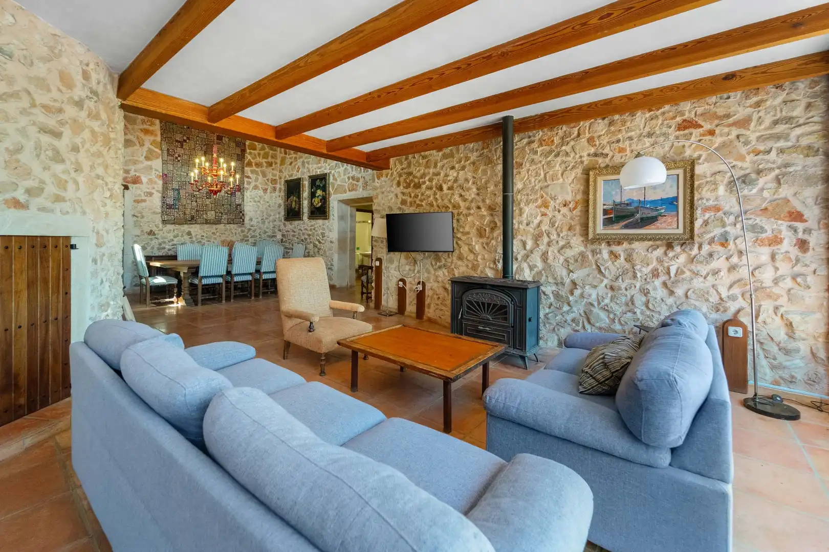 Sala d'estar de Finca rústica en venda en Felanitx amb Traster, Piscina i Moblat