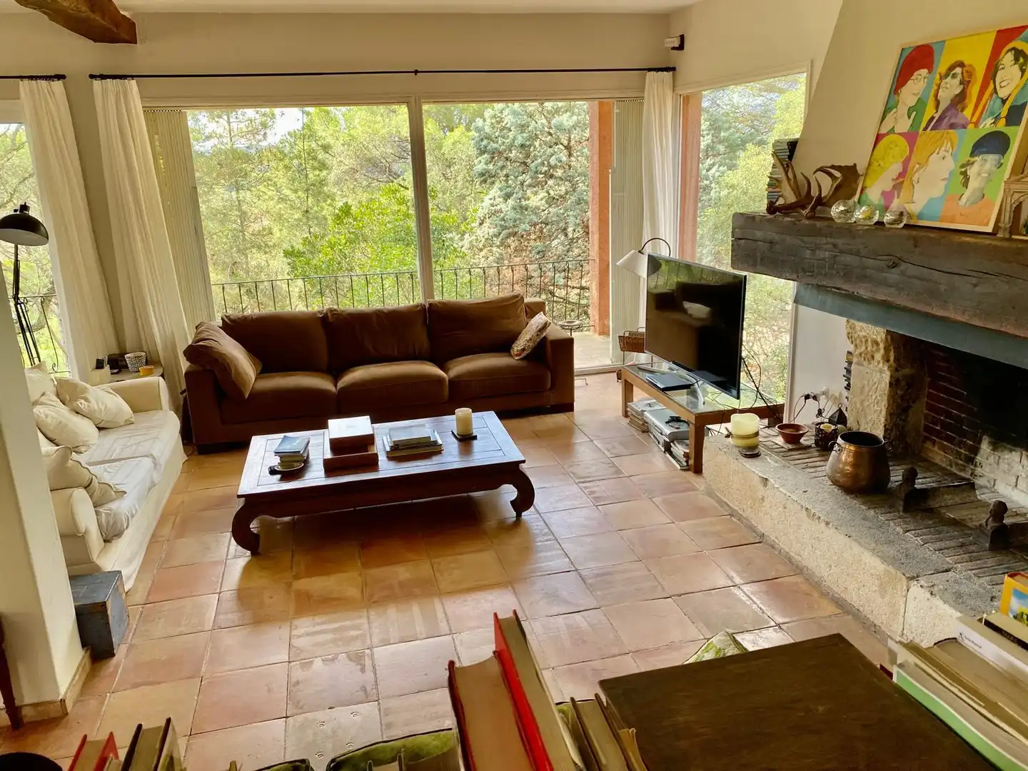 Sala de estar de Casa o chalet de alquiler en Santa Cristina d'Aro con Calefacción, Jardín privado y Terraza