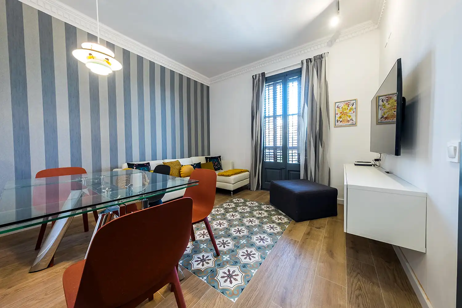 Sala de estar de Piso de alquiler en Barcelona con Aire acondicionado, Calefacción y Parquet