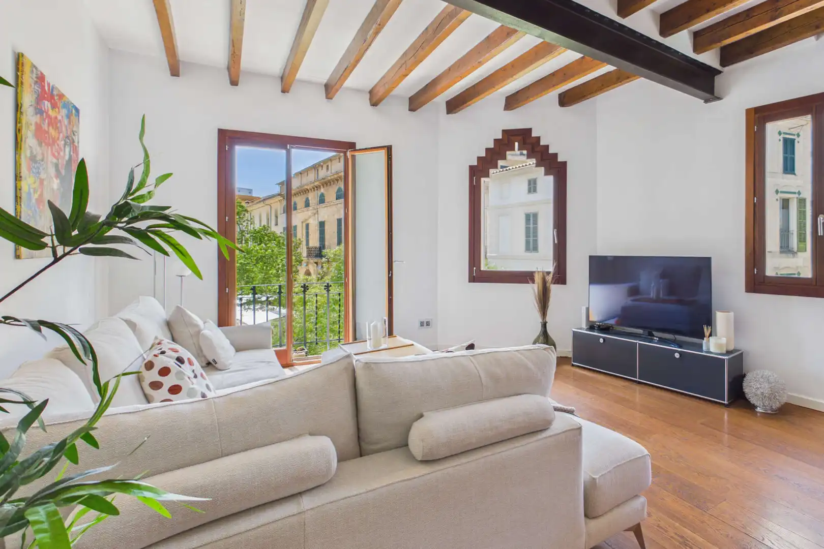 Sala d'estar de Àtic en venda en Inca amb Aire condicionat, Parquet i Terrassa