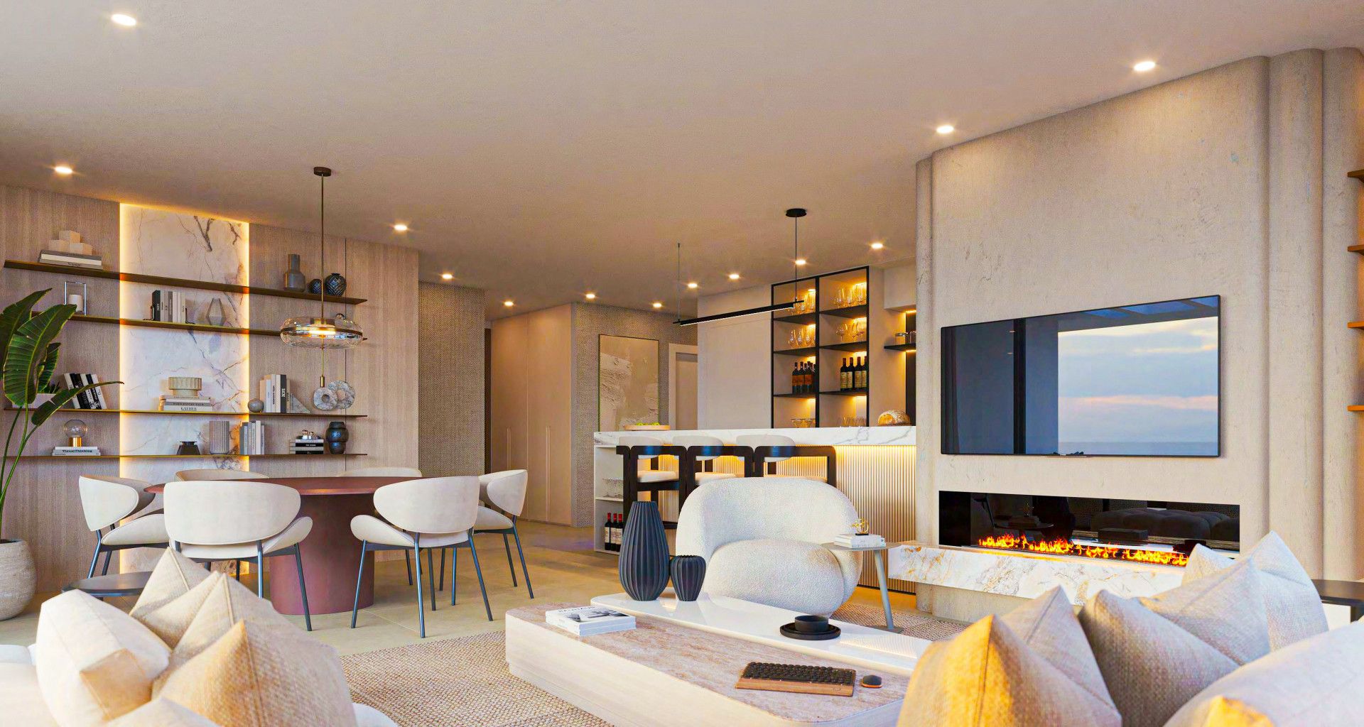 Sala de estar de Planta baja en venta en Estepona con Aire acondicionado, Jardín privado y Terraza