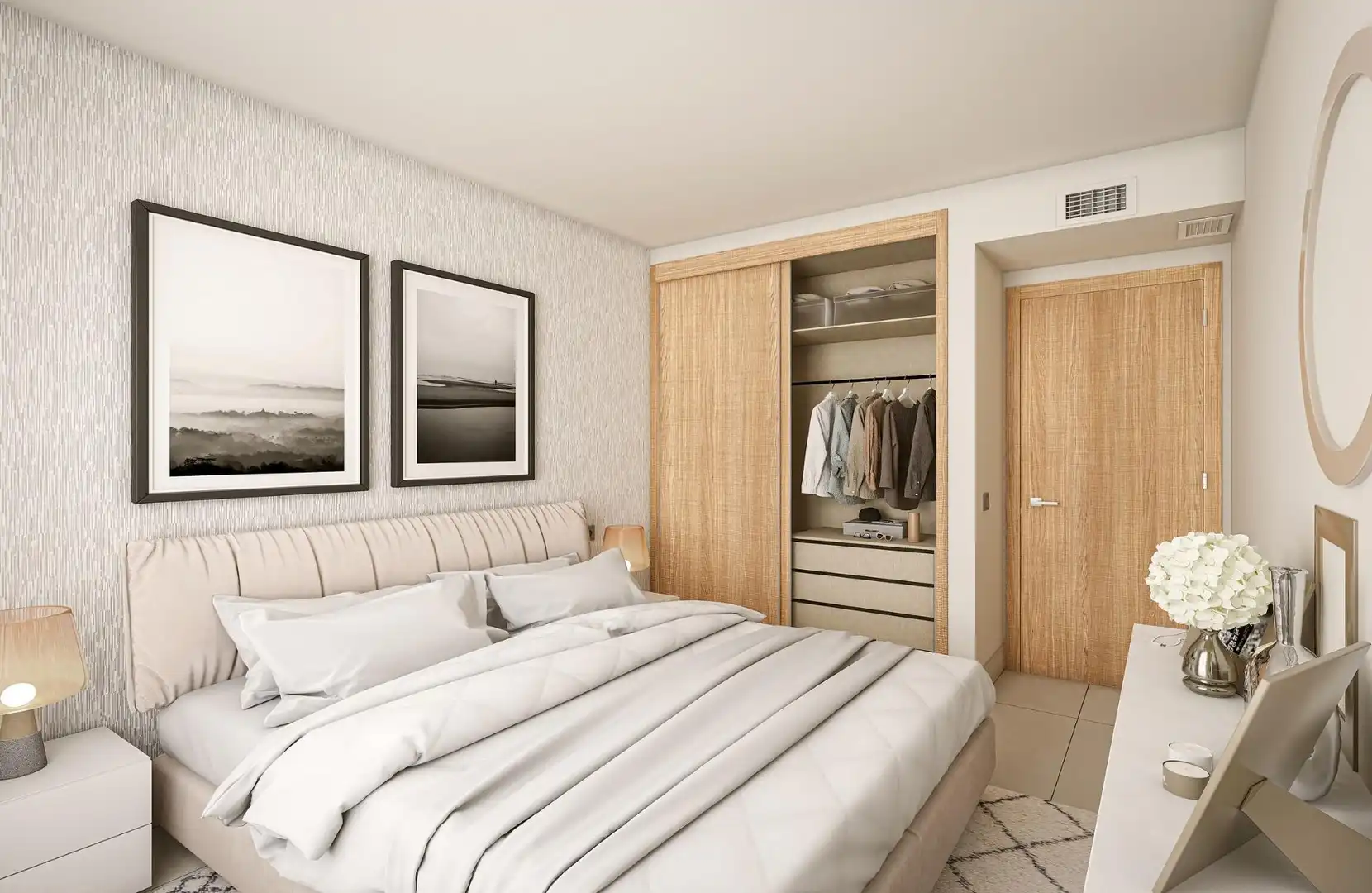 Schlafzimmer von Dachboden zum Verkauf in Manilva mit Klimaanlage, Terrasse und Abstellraum