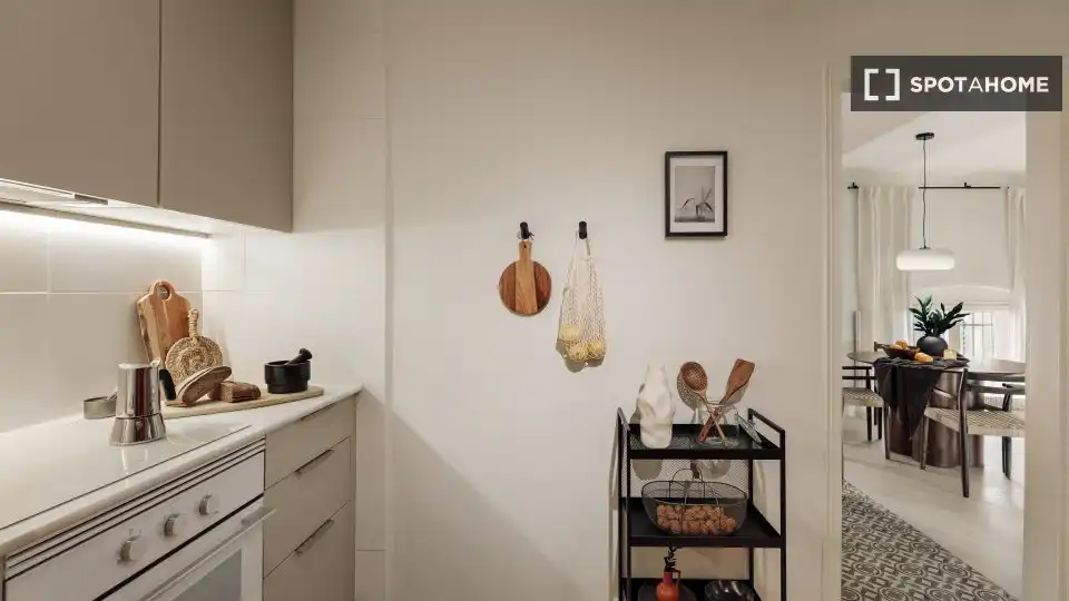 Küche von Wohnung zur Miete in Barcelona mit Klimaanlage, Heizung und Möbliert