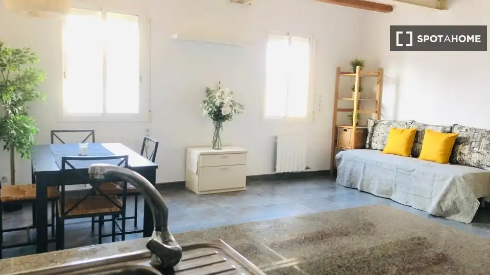 Sala de estar de Piso de alquiler en Barcelona con Aire acondicionado, Calefacción y Amueblado