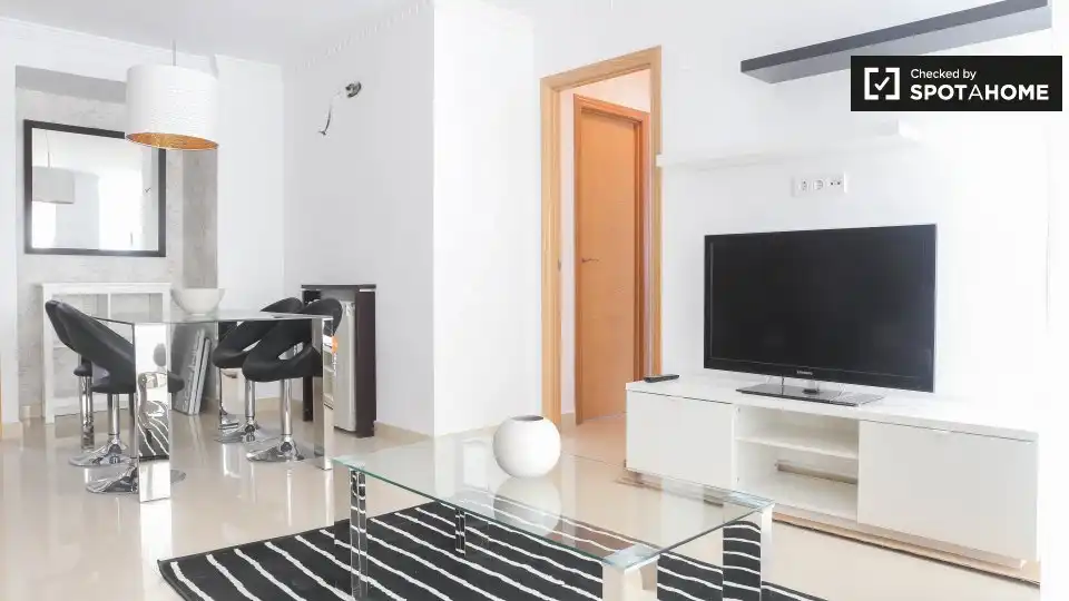 Living room of Flat for rent in Valencia  with Air Conditioner, Heating and Furnished