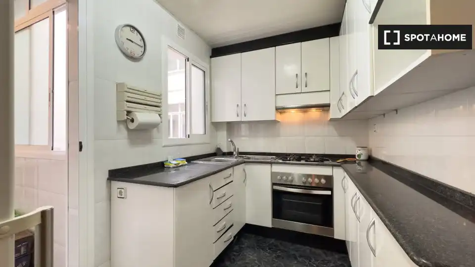 Kitchen of Apartments for share in Barcelona  with Air Conditioner, Terrace and Furnished