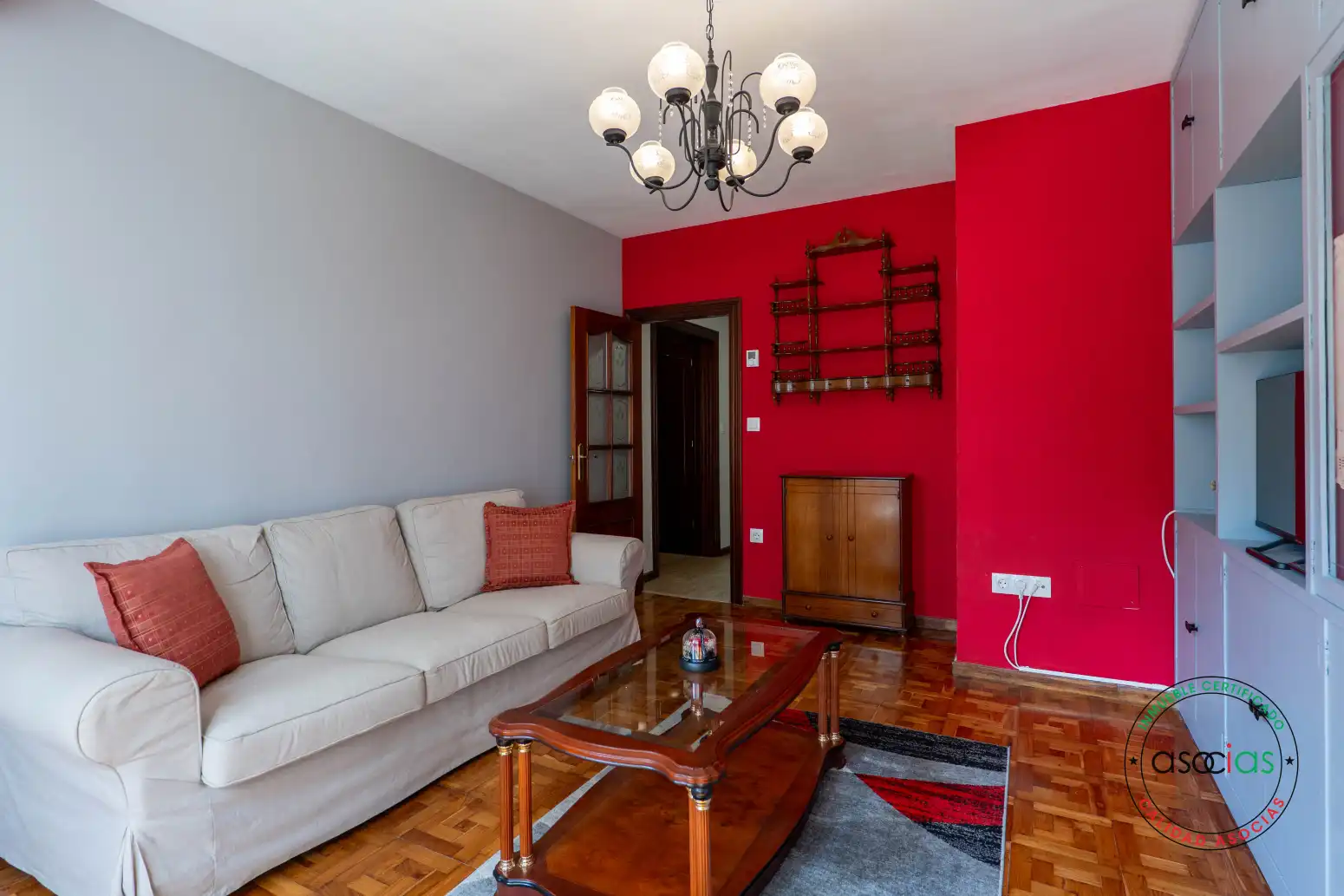 Living room of Flat for sale in Gijón   with Heating, Parquet flooring and Furnished